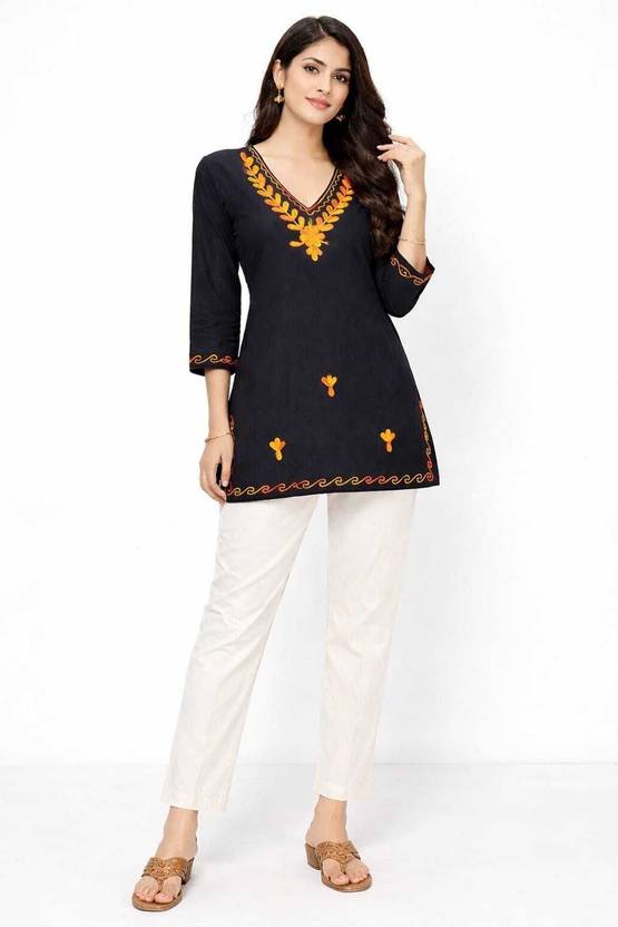 Cottonhube Printed Pure Cotton Straight Kurta for Women