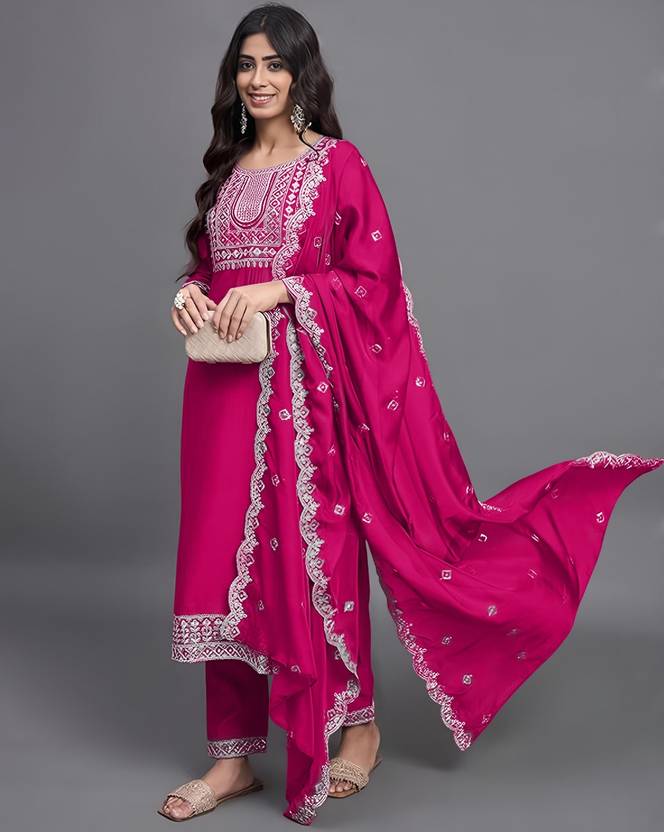 Zestleaf Women Kurta Pant Dupatta Set