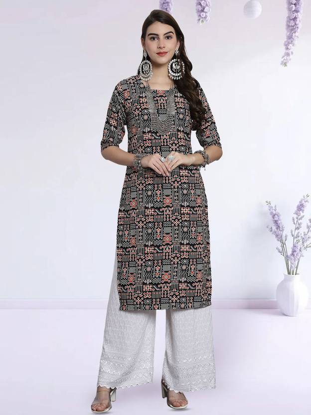 Anouk Rustic Printed Crepe Straight Kurta for Women