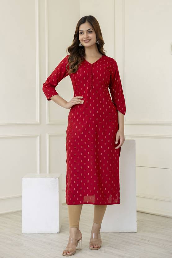 Saabhi Printed Viscose Rayon Straight Kurta for Women