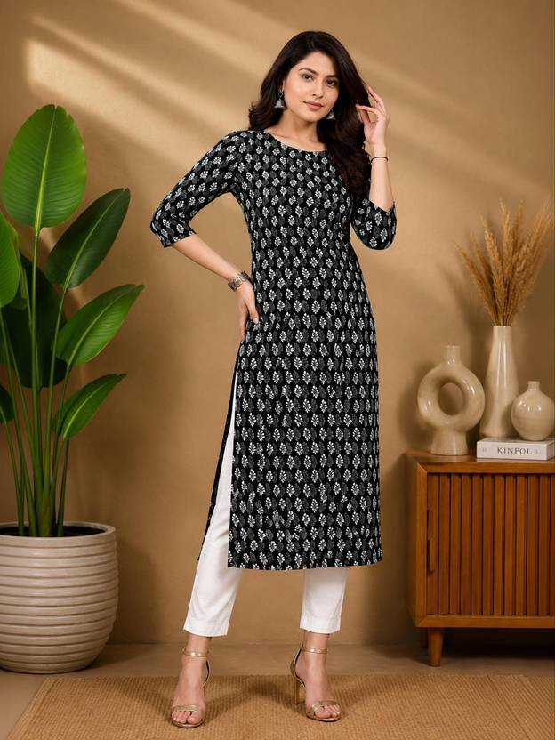 KETAKI FASHION Floral Print Crepe Straight Kurta for Women