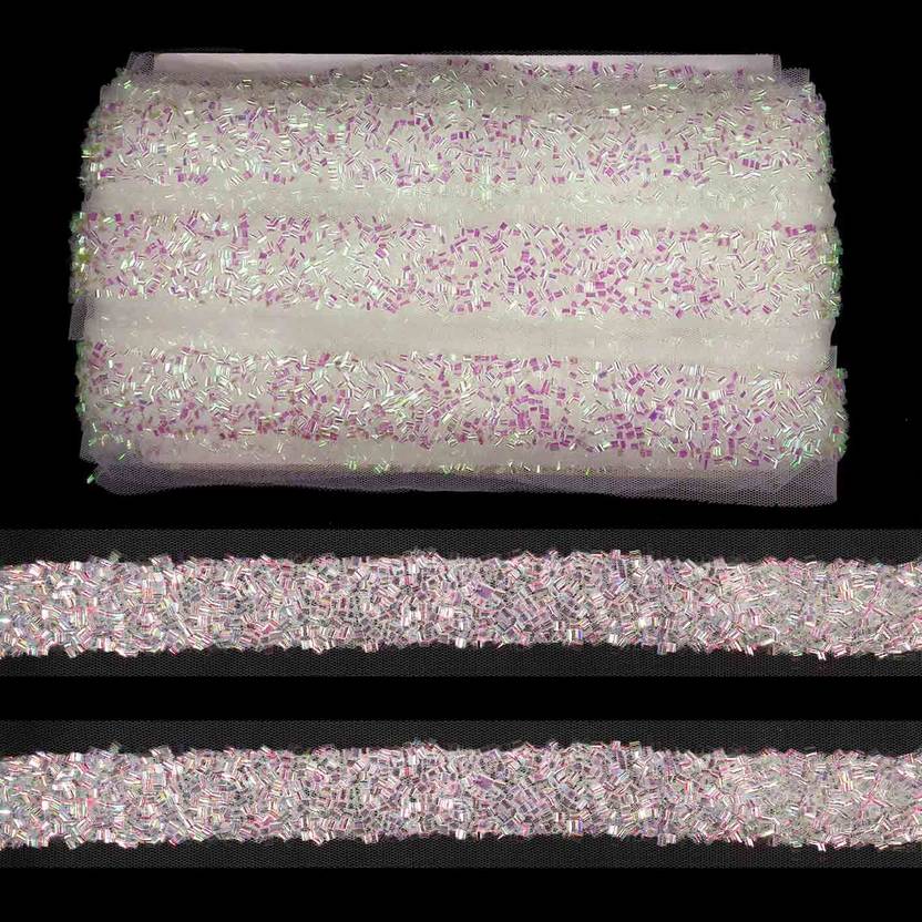 Stylewell CWG0497-02-04 (2.5cm X 3 Mtr) White Cut Daana Nett Gota Trim Lace Border For Saree & Lehengas Lace Reel