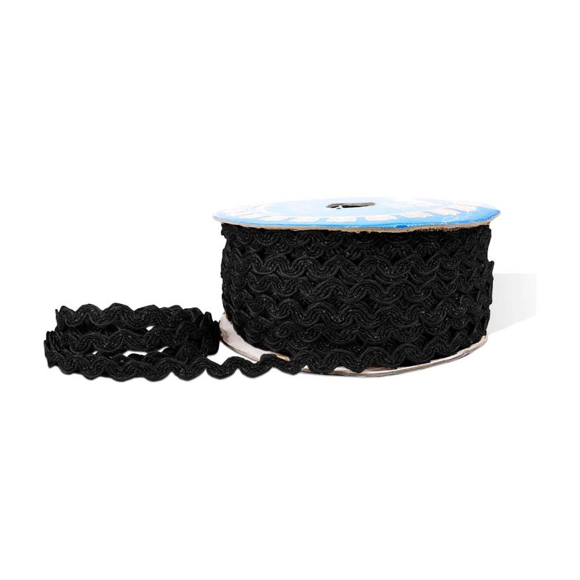 Stylewell CWG0368 (0.5cm X 18 Mtr) M:833 Black Snake Pattern Gota Trim Glitter Dresses Material Lace Reel