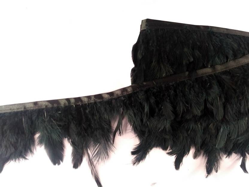 Stylewell CWG0199-001 (8cm X 3 Mtr) Black Wings Feather Fur Gota For Saree, Gowns, Lehenga Designing Lace Reel