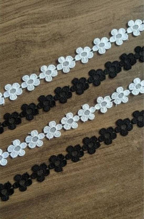 AKSHALI Black & White Black 5 Mtr & White 5 Mtr GPO Lace Lace Reel