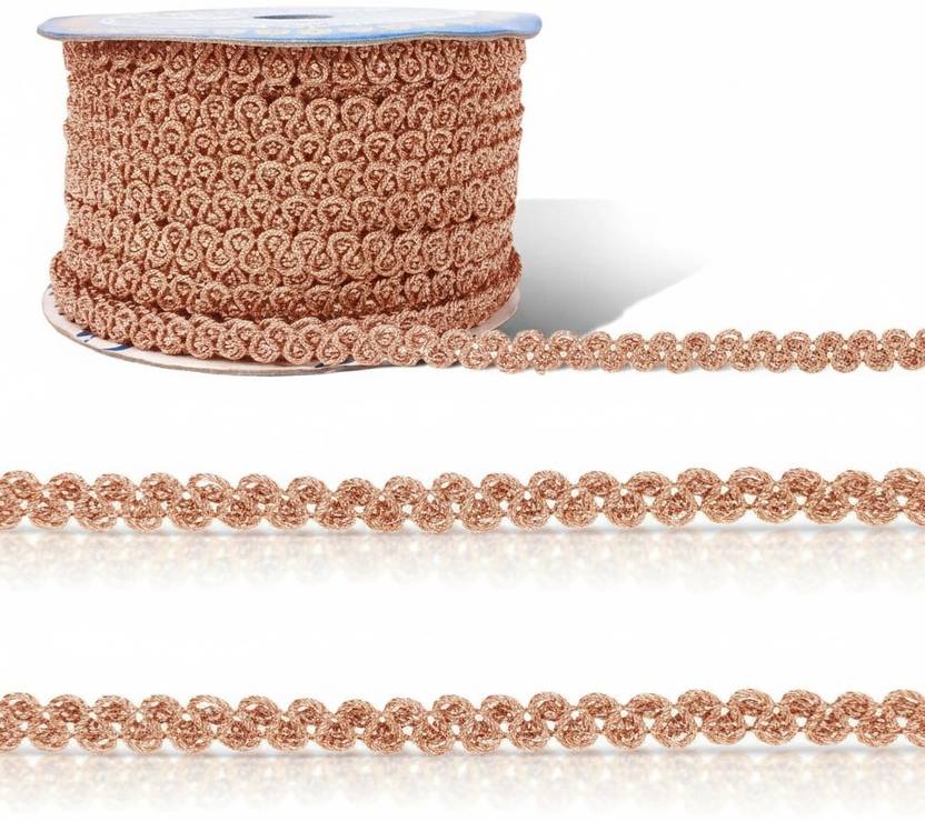 Stylewell CWG0133-05 (M:8585) 18 Meter Rose Gold Trap Gota Fancy Lace & Ribbon Border for Saree, Suit, Dress Lace Reel