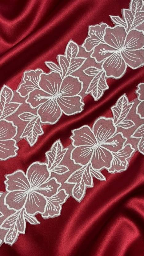 AKSHALI Organza White Premium Sequence Embroidery Organza Lace Border (3 Mtr) Lace Reel