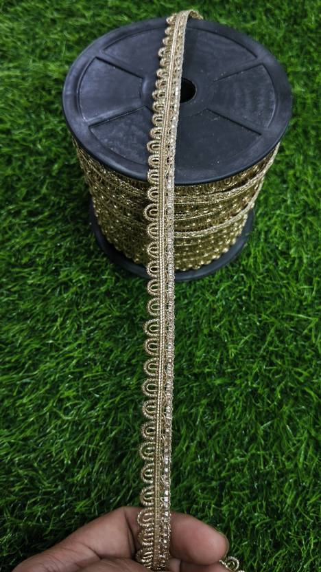 ARLACEA Golden Edge Zari Lace Border for Saree, Dupatta, Blouse (8 METER)j Lace Reel