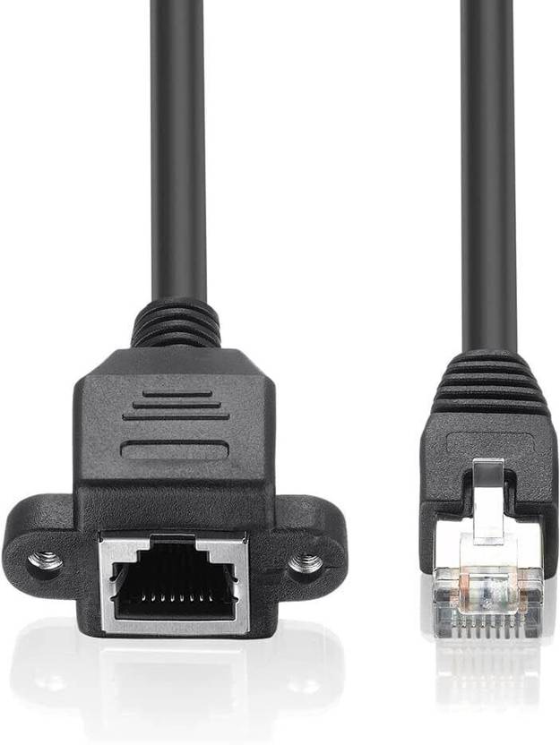 BlackBoost RJ45 LAN Network Adapter Male to Female Shielded Screw Extension Cable Wired Ethernet Lan Adapter compatible with Linux, Mac, Ubuntu, Windows