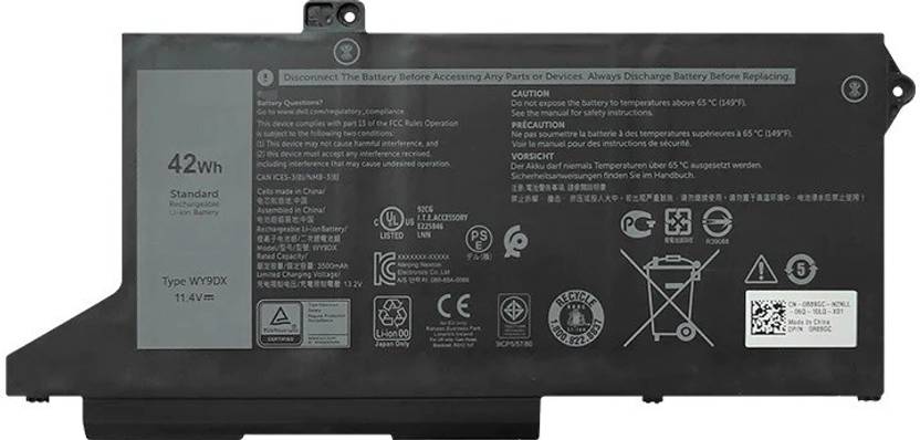 ASODI WY9DX 42Wh Laptop Battery Compatible With Dell Latitude 5420 5520 Precision 15 3560 Dell P137G P137G001 P104F P104F001 Series RJ40G 01K2CF 075X16 0WK3F1 0M3KCN 005R42 11.4V 3500mAh 3-Cells