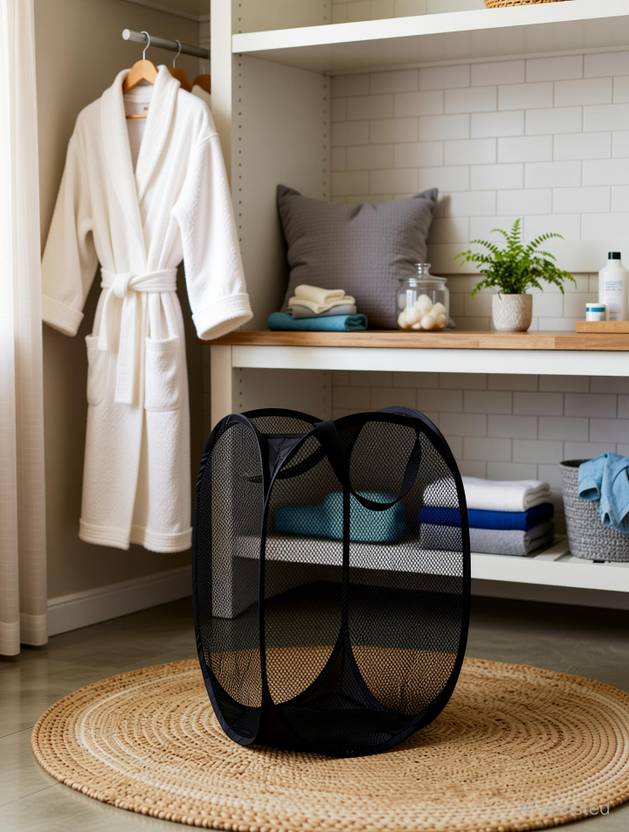 Heart Home 30 L Black Laundry Bag