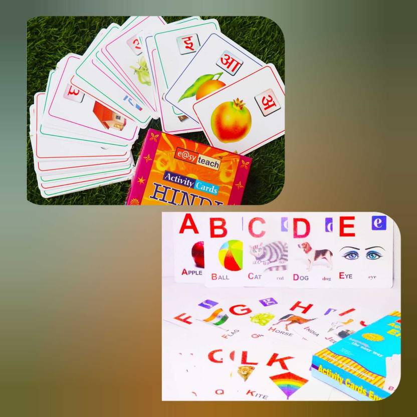 Stylein Combo of Hindi and English Alphabet flash cards for kids with ...