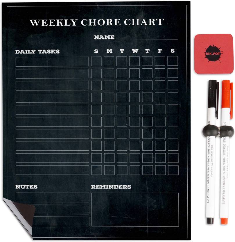 Inkdotpot Whiteboard Weekly Chores Charts Chore Chart for