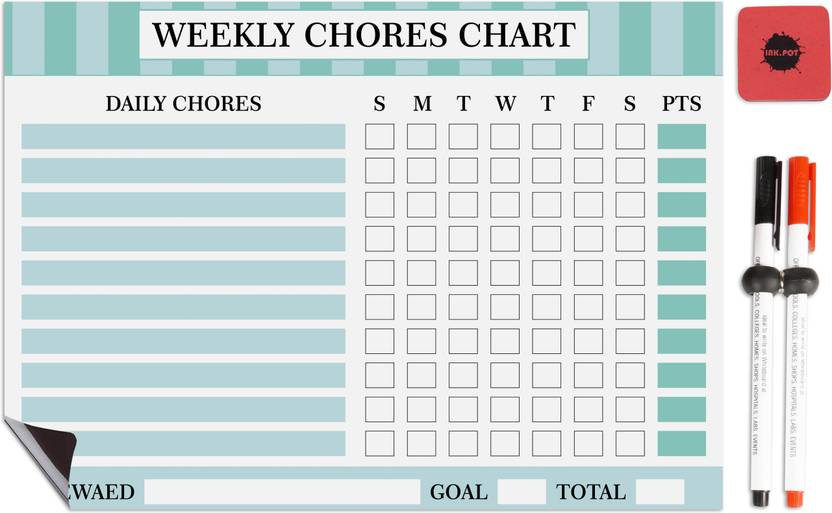 Inkdotpot Whiteboard Weekly Chores Charts Chore Chart for