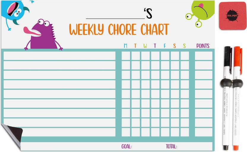 Inkdotpot Whiteboard Weekly Chores Charts Chore Chart for