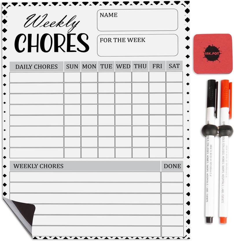 Inkdotpot Whiteboard Weekly Chores Routine Planner Chore Chart