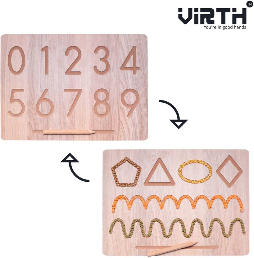 Virth Number And Pattern Board With Dummy Pencil For Pre School Kids