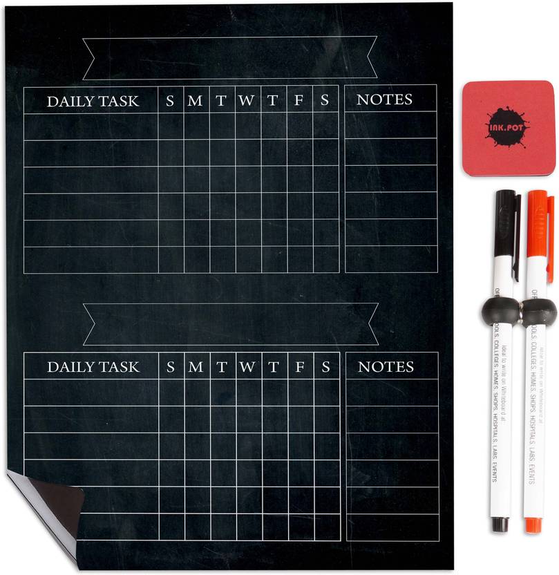 Inkdotpot Whiteboard Border Chore Chart for Refrigerator Dry