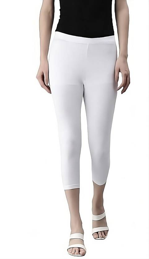 Rocksy 3/4th Capri leggings Women White Capri