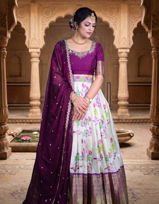 BOXWIN Floral Print Semi Stitched Lehenga Choli