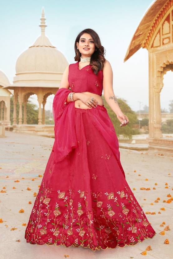 Aatvi Embroidered Semi Stitched Lehenga Choli