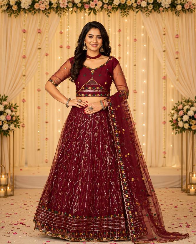 WARTHY ENTERPRISE Embroidered Semi Stitched Lehenga Choli