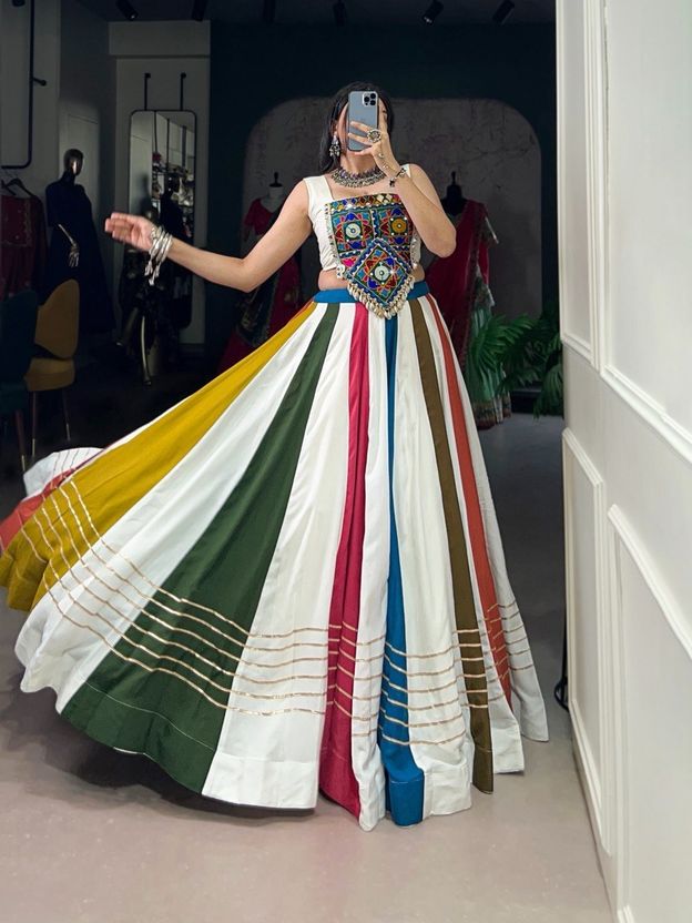 livewear Printed Leheriya Lehenga & Crop Top - Image 10