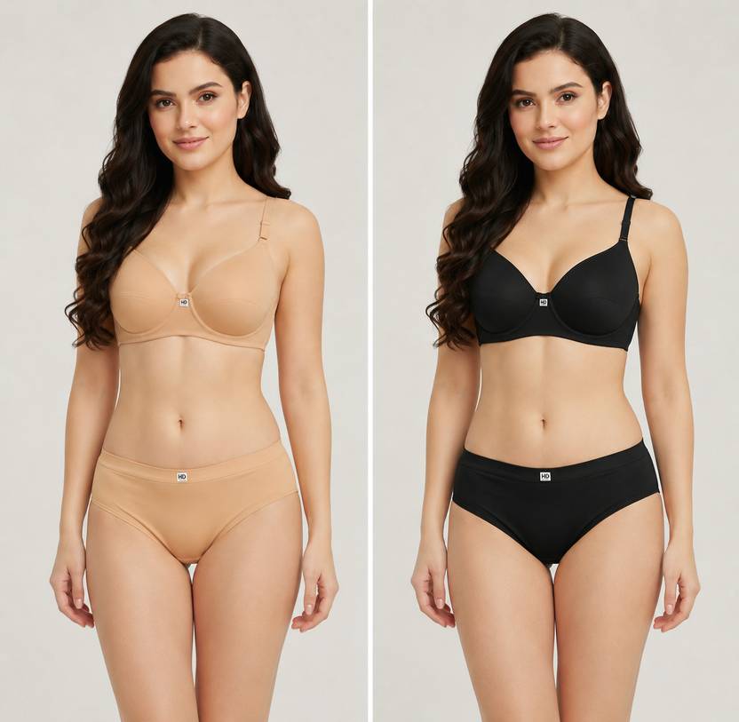 Adira Bra & Panty Set Solid Multicolor Lingerie Set