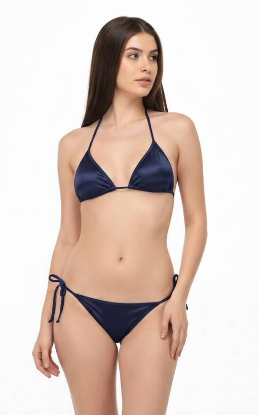 navya design Bra & Panty Set Solid Blue Lingerie Set