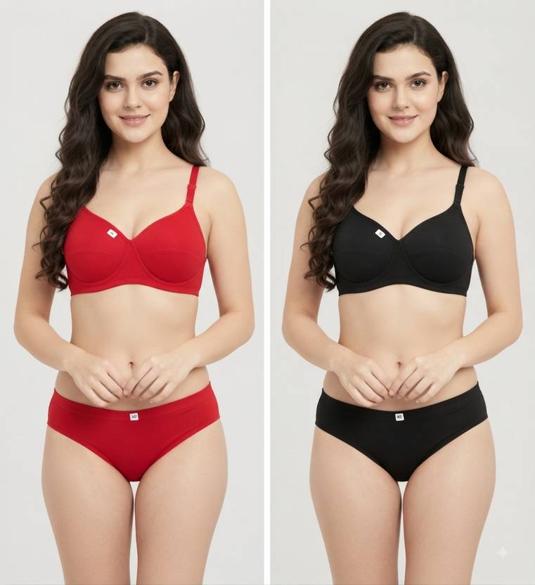 Adira Bra & Panty Set Solid Multicolor Lingerie Set