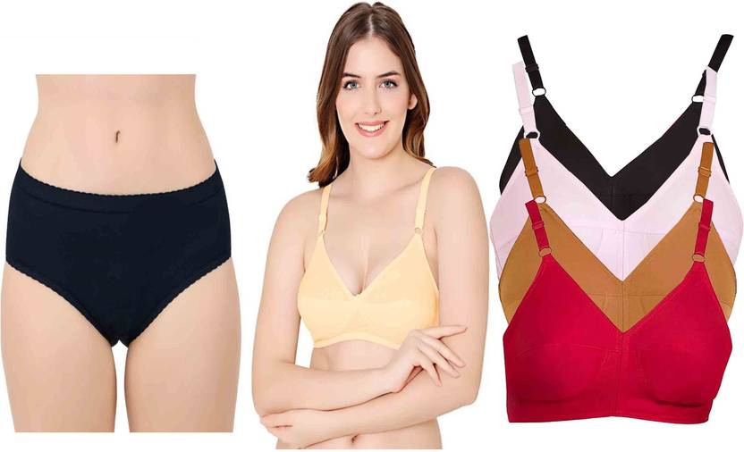 G BEAUTY Bra & Panty Set Solid Multicolor Lingerie Set