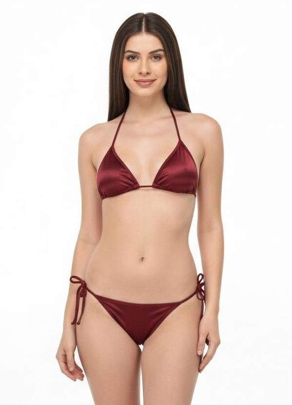 navya design Bra & Panty Set Solid Maroon Lingerie Set