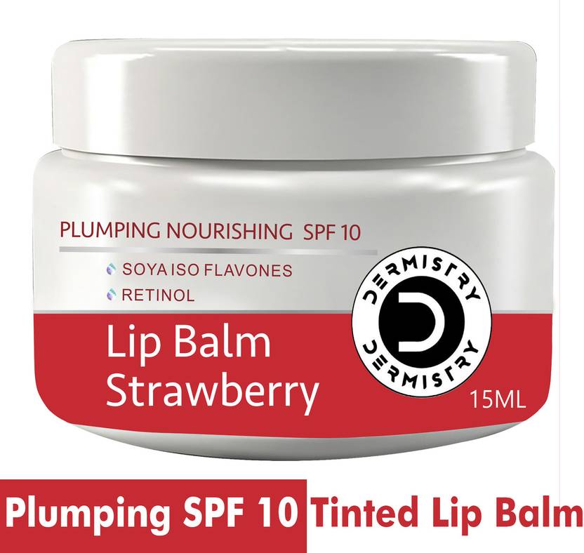 DERMISTRY Nourishing SPF 10 Plumping Lip Balm Pigmented Chapped Cracked Lips Shea Butter Strawberry