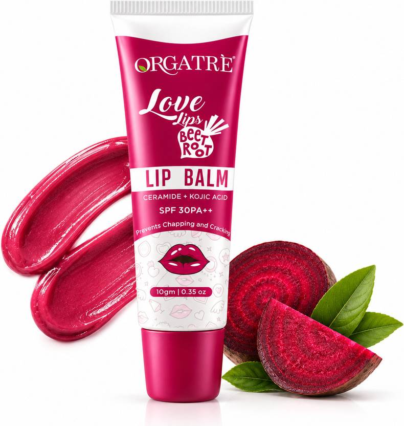 Orgatre Beetroot Lip Balm with Ceramide & Kojic Acid with SPF30 For Dark, Chapped Lip Beetroot