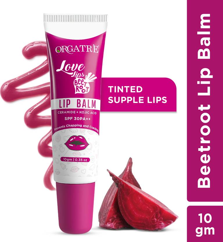 Orgatre Beetroot Tinted Lip Balm SPF 30 with Ceramide & Kojic Acid For Dark, Chapped Lip Beetroot