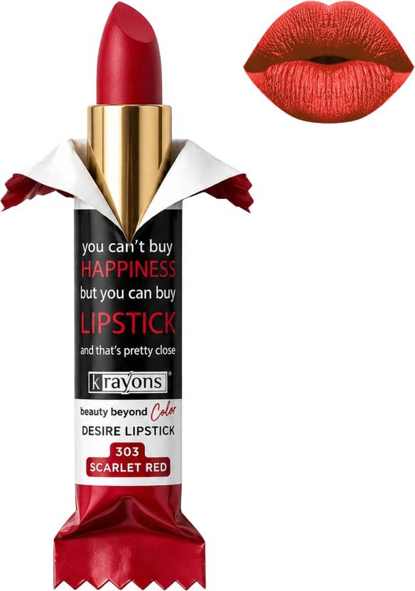 KRAYONS Desire Matte Lipstick, Highly Pigmented, Longlasting, 3.5g