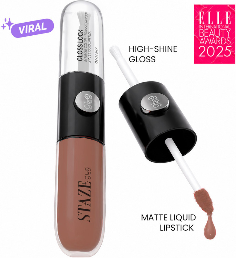 Staze Gloss Lock 2-in-1 Lipstick | Matte + Gloss | 100% Transferproof | (Im Shy, 7 g)