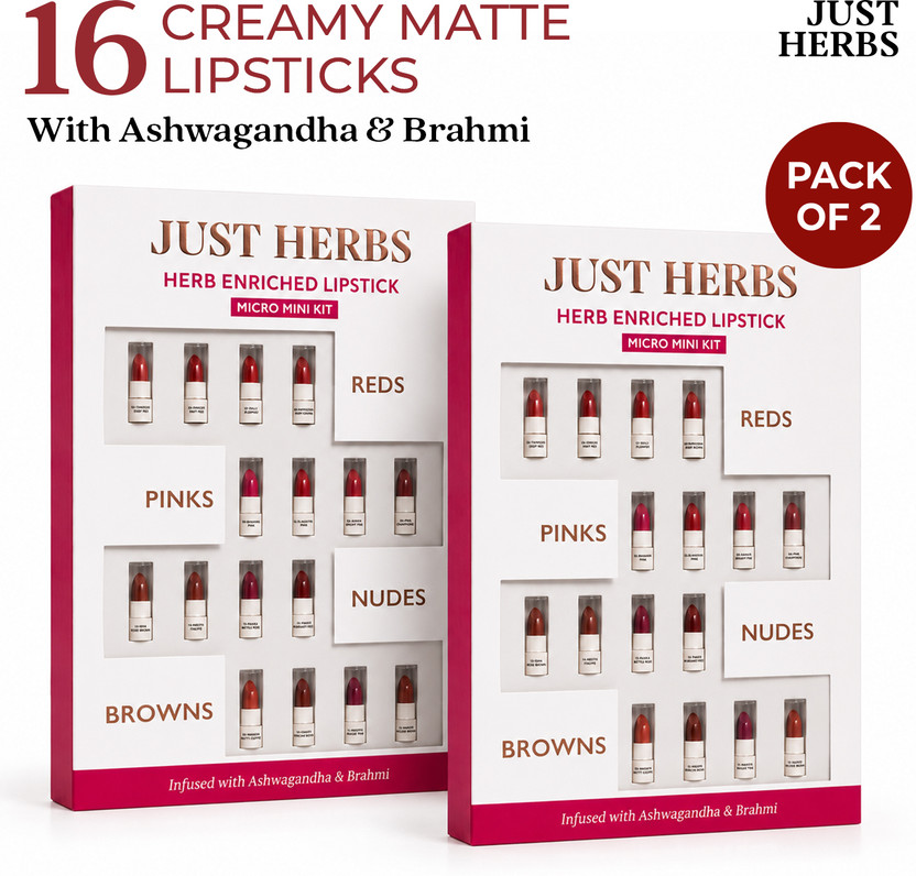 Just Herbs Ayurvedic Lipstick Micro-Mini Kit - 16 Shades Pack Of 2 - Price in India, Buy Just Herbs Ayurvedic Lipstick Micro-Mini Kit - 16 Shades Pack Of 2 Online In India, Reviews, Ratings & Features