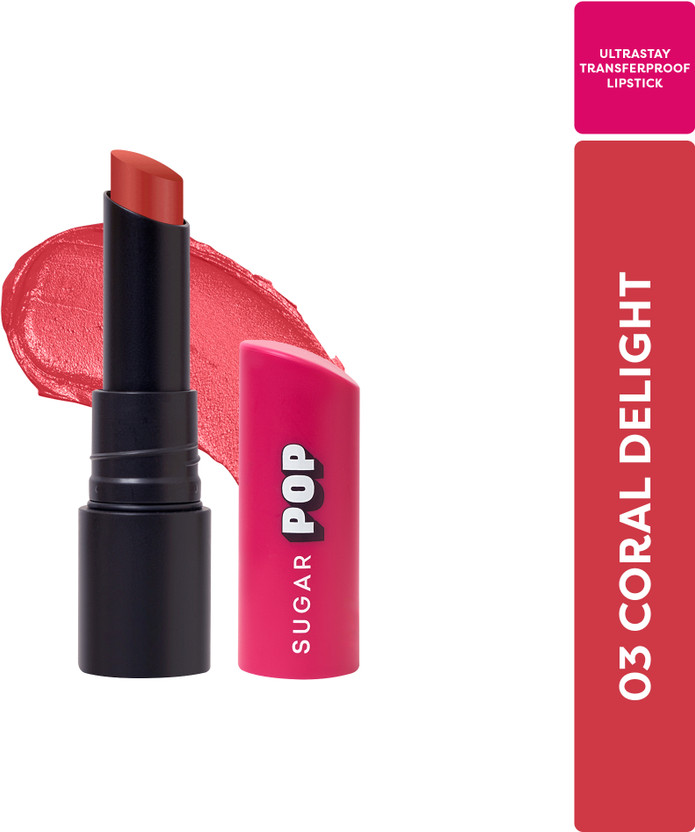 Click to enlarge SUGAR POP Ultrastay Transferproof Lipstick 03 Coral Delight - Waterproof | Smudgeproof - Price in India, Buy SUGAR POP Ultrastay Transferproof Lipstick 03 Coral Delight - Waterproof | Smudgeproof Online In India, Reviews, Ratings & Features