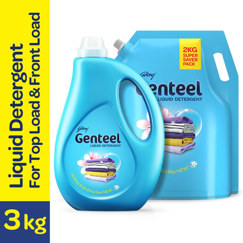 Genteel Top load and Front load Washing 1Kg Bottle + 2Kg Pouch Fresh