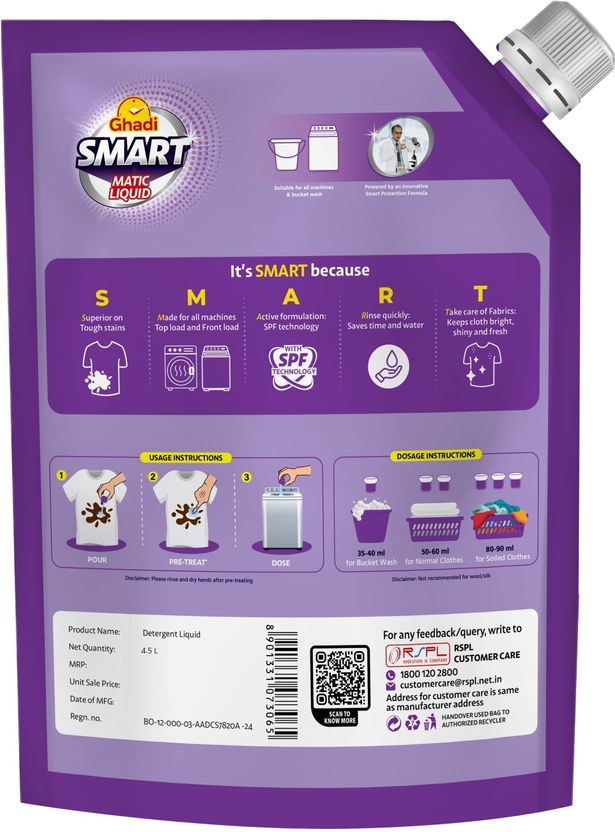 Ghadi Smart Lavender Liquid Detergent 4.5L - Image 2