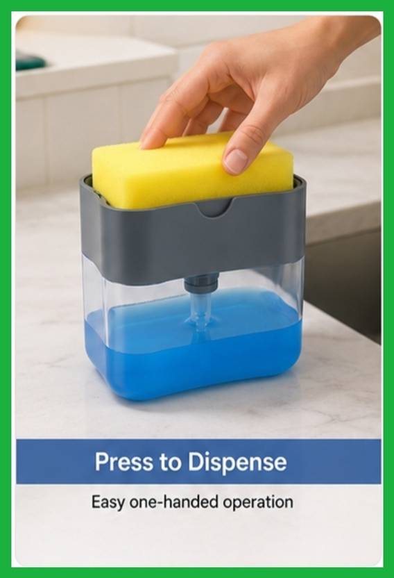ARPIT ENTERPRISES 2-in-1 Manual Soap Dispenser with Sponge Holder 1 L Liquid Dispenser