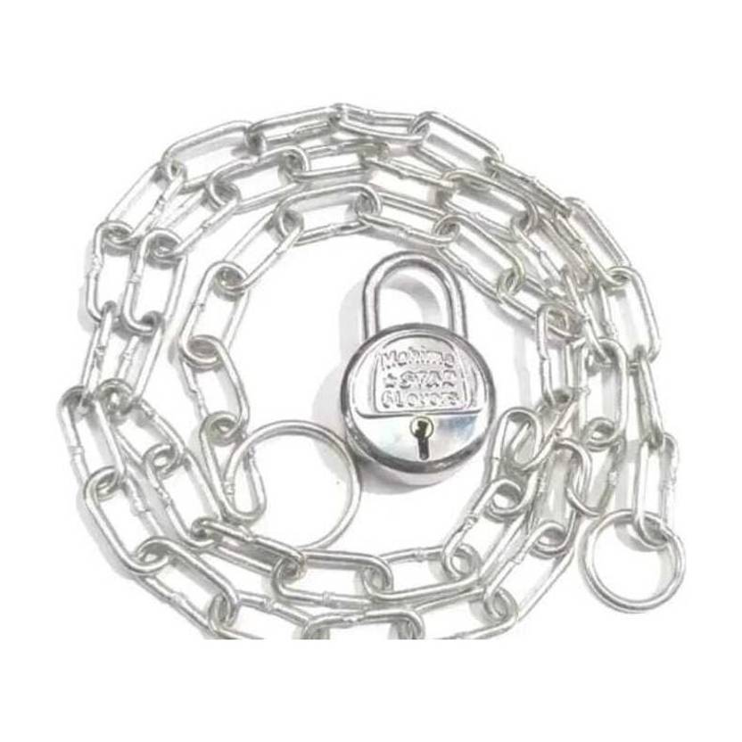 TEELLON Metal Chain selver Lock Travel,Luggage,Cupboard,Fence,Bike,(4ft Chain 50mm Lock) Lock