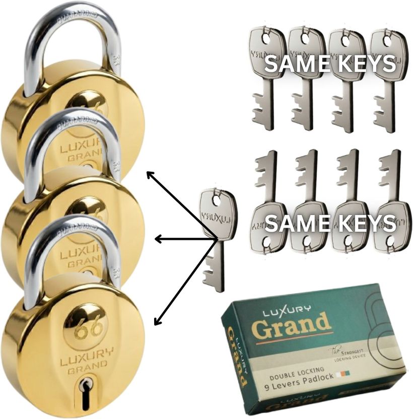Godrej Navtal 6 Levers 3 Keys Lock (Gold) - Image 8