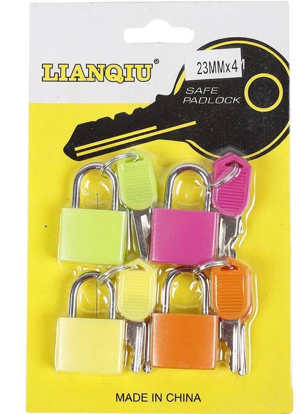 NFI Y31 Set of 4 Small Padlocks For Securing Luggage While Travelling - Includes 2 Keys For Each Lock Safety Lock (Multicolor) Safety Lock