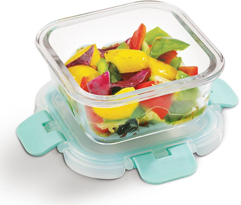 Allo Glass Lunch Box with Lid And Break Free Lock, Microwave Safe 1 Containers Glass Office Lunch Box
