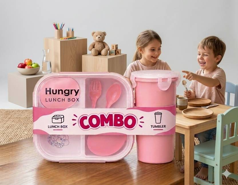 deepak express hub KIDS COMBO 3 Containers Plastic School Lunch Box