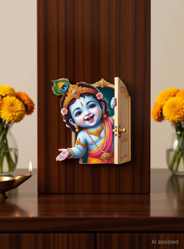 Bhai Please Welcome Kanah Wooden Magnet Round Black Magnet on Design Fridge Magnet Pack of 1