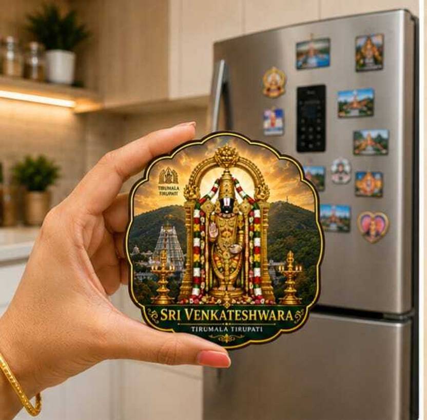 360Edutech Lord Sri Venkateshwara MDF Fridge Magnet LARGE Fridge Magnet Pack of 1