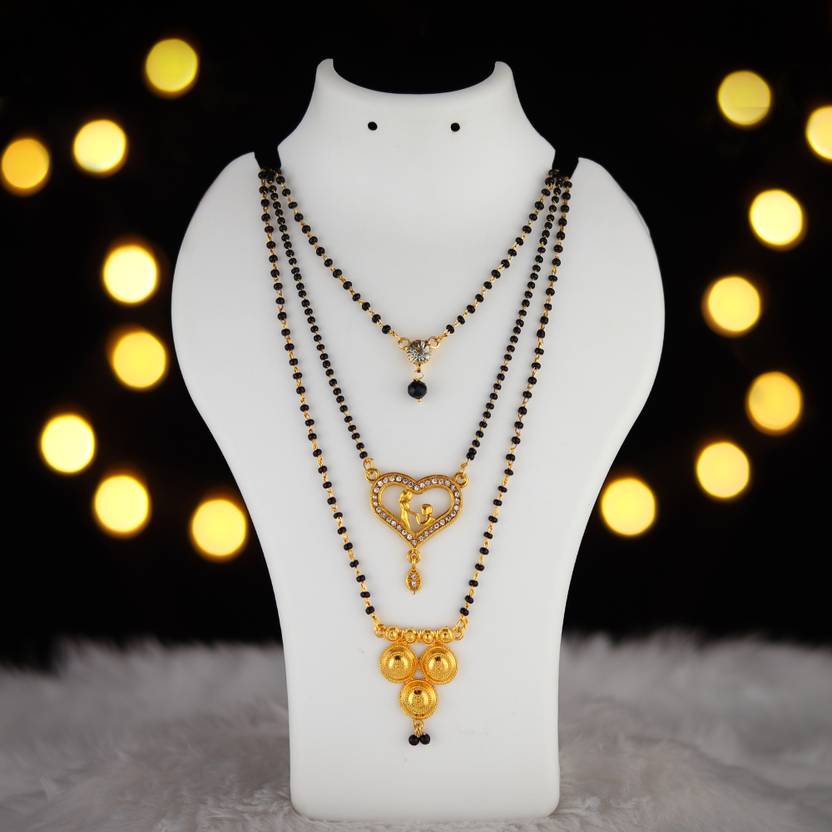jill fashion Gold Plated Black Beaded Mangal Sutra for Women Alloy Mangalsutra